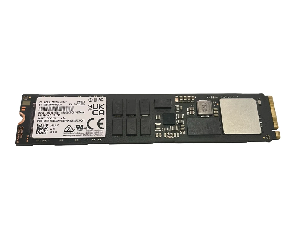 Samsung PM9A3 1.92TB NVMe PCIe 4.0x4 M.2 22110 SSD MZ-1L21T90 *se - Image 1 of 2
