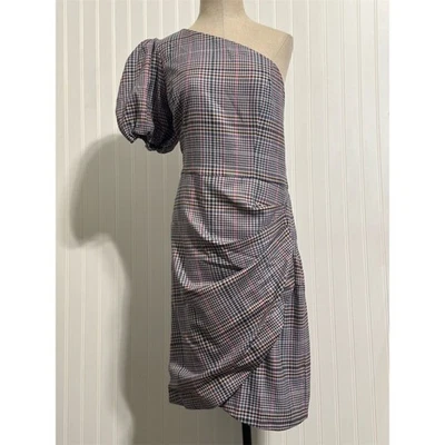 Novo com etiquetas Parker NYC mini vestido xadrez de um ombro xadrez peggy manga folhada XL coquetel - Imagem 1 de 4