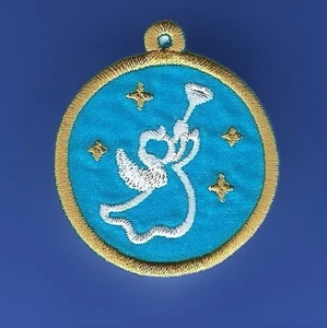 Christmas Holiday Tree Bulb Angel Trumpet Ornament Embroidery Patch - Picture 1 of 2