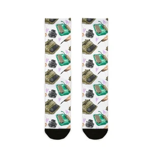 Novelty Socks Typewriter Writer Author Sublimation Crew Socks Gift for writers - Picture 1 of 5