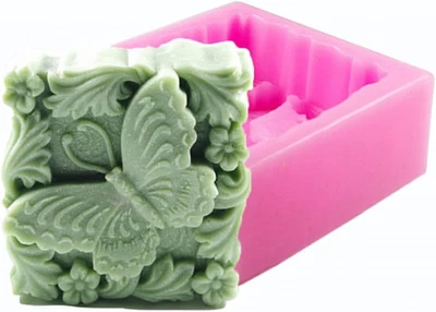 Butterfly in Flowers Soap Mold -  Butterfly Craft Silicone Mold for Handmade Lot - Image 1 of 4