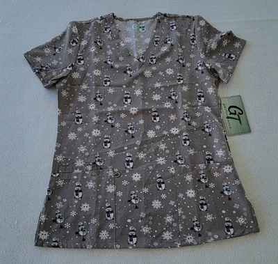 Blusa Médica Médica Green Town para Mujer con Cuello en V - Estampados de Vacaciones de Navidad Talla S Foto 1 de 4