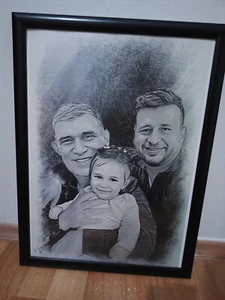 Retrato a lápiz de foto, dibujo hecho a mano, retrato personal - blanco y negro - Imagen 1 de 12