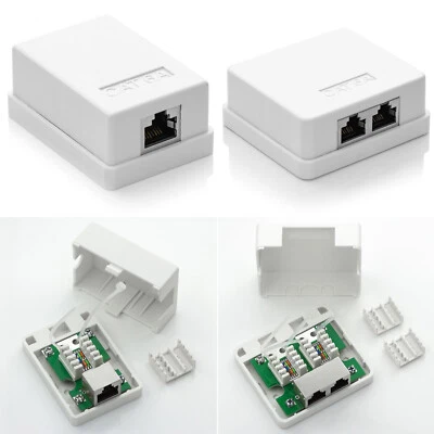 Patchkabel Netzwerkdose Datendose CAT6a LAN DSL RJ45 Netzwerk Daten Dose Aufputz - Bild 1 von 4