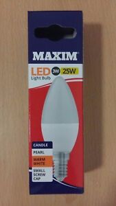 Maxim LED Candle Bulbs 3w SES E14 Small Screw Warm White 2700K 25w Cheap!