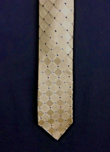 Michael Kors, 100% silk tie, gold diamonds with blue. (#8641) - Picture 1 of 5