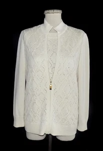 Chaqueta cárdigan de celosía St John crema con detalle abierto tejido con cremallera y carcasa superior S - Imagen 1 de 9