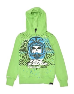 Felpa con cappuccio grafica NO FEAR ragazzi 7-8 anni cotone verde FU02 - Foto 1 di 3