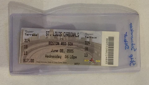 Skip Schumaker St. Louis Cardinals Boston Red Sox MLB Debut Ticket Stub 6/8/05 Cover