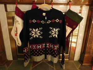 Cárdigan negro de Navidad High Sierra suéter con cremallera XL de colección - Imagen 1 de 10