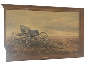 Robert W. Addison "PRAIRIE BUCKBOARD" Wagon In Field 40x28" Framed Print VTG  - Picture 1 of 5