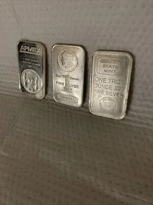 3 Lot 1oz Each Fine Silver Bars Golden State Mint APMEX Highland Mint Morgan BU - Picture 1 of 4