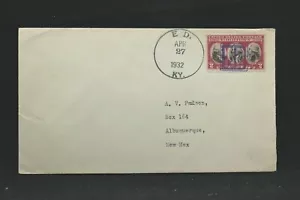 20th Century Fancy Cancel: Ed, Kentucky 1932 Cover, Purple Boxed ED - Bild 1 von 2