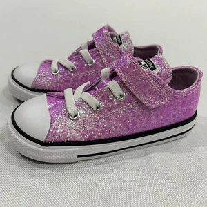 New Converse Pink Glitter Sparkle Shoes Toddler Girls 9 - Picture 1 of 3