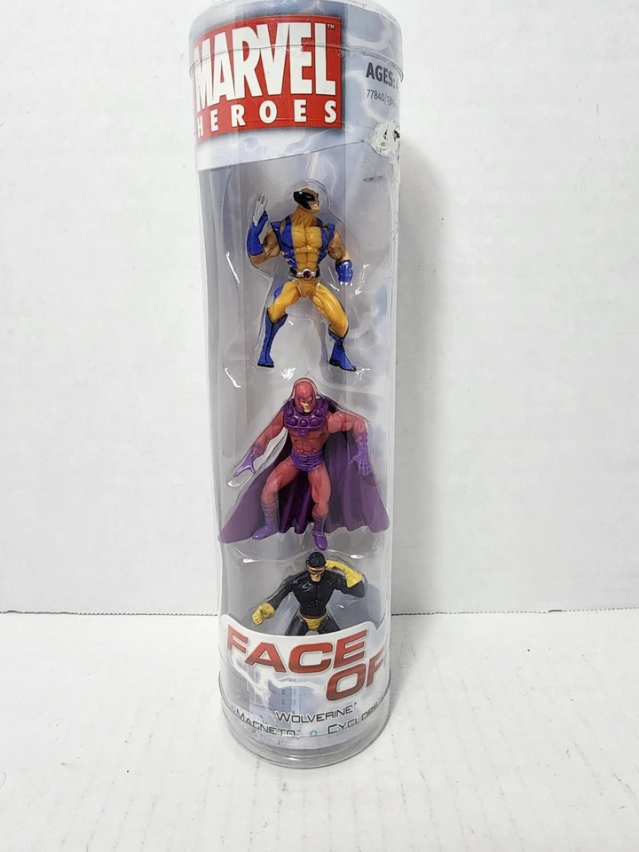 Paquete de 3 minifiguras cara a cara de héroes de Marvel - Wolverine, Magneto, Cíclope Foto 1 de 4