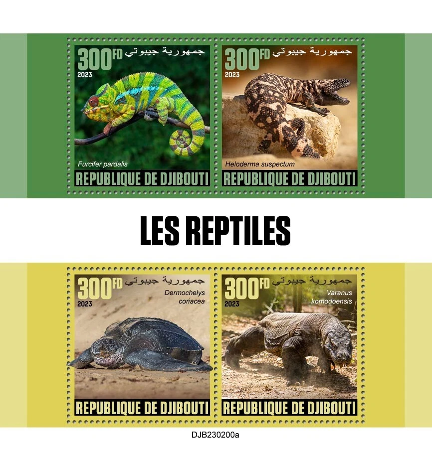 Estampillas de reptiles MNH 2023 Djibouti M/S Foto 1 de 1