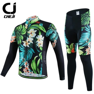 CHEJI Retro Cycling Jersey Long Sleeve Pants Men's Vintage Cycling Clothing Kit - Picture 1 of 11