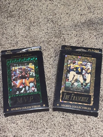 Lot Of 2 Brett Favre Plaque With Cards In Original Package Green Bay Packers Cover