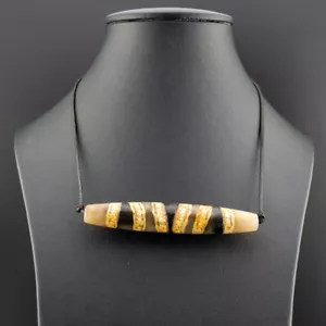 Himalayan Nepalese Tibetan Tian Zhu Dzi Bead Stripes Dzi Amulet Bead - Picture 1 of 2
