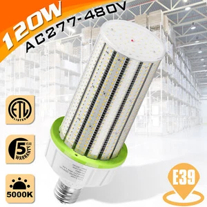 480V LED Corn Light Bulb 120W E39 Base Industrial Grade Cob Bulb 5000K ETL List - Picture 1 of 9