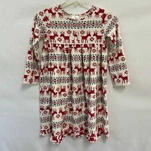 Hanna Andersson Girls 150 /12 Reindeer Flannel Empire Waist Dress Holiday Winter - Picture 1 of 7
