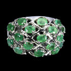 Bague bijoux en argent sterling 925 ovale naturel vert émeraude 4 x 3 mm taille 9