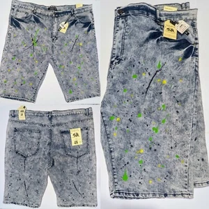 Big Men's Splatter Denim Shorts Size 48 - Picture 1 of 4