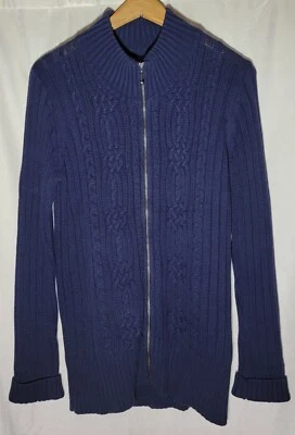 Cabela's Hombre Cárdigan Suéter Talla Grande Cremallera Completa Cable Tejido Azul Marino Foto 1 de 4