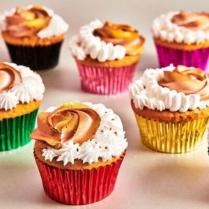 Foil Metallic Cupcake Cases Muffin Cake Paper Baking Cups FUNCAKES 48Pk - Picture 1 of 117