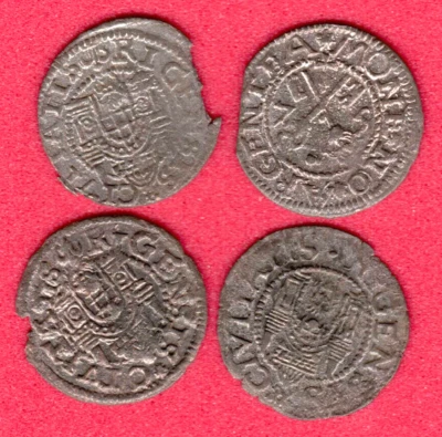 Riga Free City Schilling 1572, 1575, 1577, 1578 Livonia War Lot of 3 Coins 5998 - Image 1 of 2
