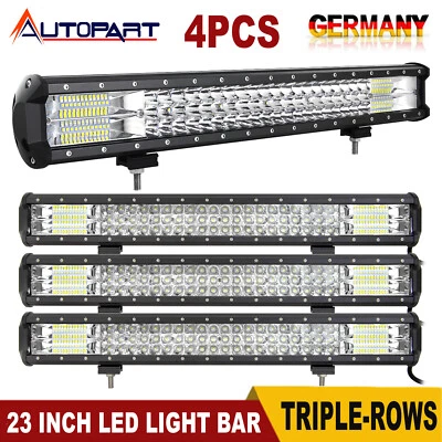 4x 23 Inch 324W Triple Rows LED Work Light Bar Car Offroad Truck Driving 12V 24V - Image 1 of 4