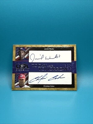Jemile Weeks Christian Colon 2007 USA Baseball Today Tomorrow Blue Auto 033/150 - Image 1 of 2