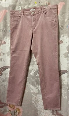 Pantalones de pana ANN TAYLOR LOFT curvilíneos ajustados tiro medio rosa rosa para mujer talla 14 Foto 1 de 4