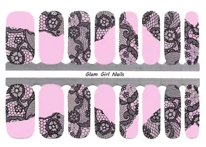Pink Lace Nail Polish Strips / Nail Wraps / Nail Stickers - Picture 1 of 1