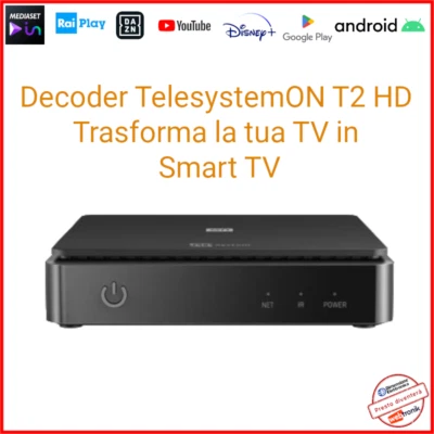 Digitale Terrestre dvb t2 ANDROID 11 TeleSystem  Mini ON T2 HD WiFi Telecomando - Immagine 1 di 4