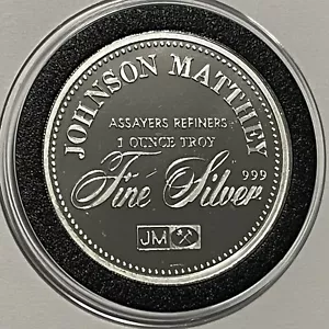 Vintage Johnson Matthey Alaska Polierte Platte Münze rund 1 Feinunze 0,999 Feinsilbermedaille - Bild 1 von 18