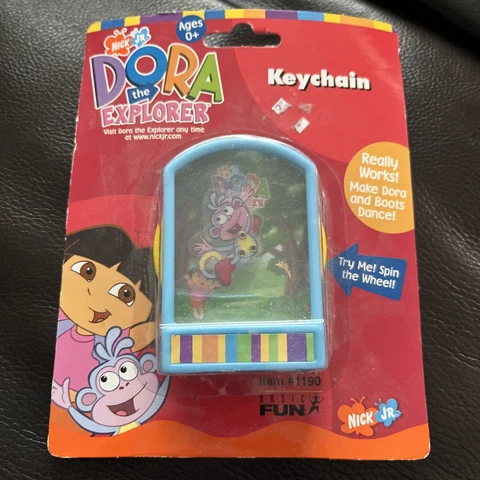 Vintage Nick Jr. Dora the Explorer BOOTS Keychain w/clip Basic Fun SIP 2002 SPIN Cover