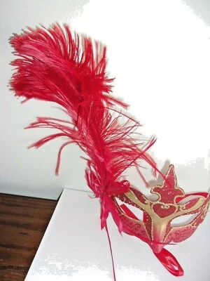 MASK   Gorgeous  EYE   MASK colorful  decorated with father and other decor  - Image 1 of 4