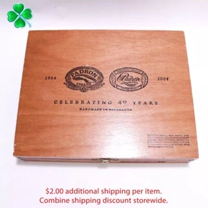 Padrón 1964 - 2004 Padrón Nº 40 cajas de cigarros de madera vacías 9,25" x 7,5" x 1,75" - Imagen 1 de 10