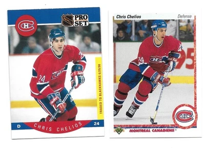 1990-91 Upper Deck Chris Chelios #174 & Pro Set #147 Montreal Canadians - Image 1 of 2