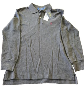 Polo Ralph Lauren Boys Cotton Mesh Long-Sleeve Polo Shirt Gray Heather Medium - Picture 1 of 5