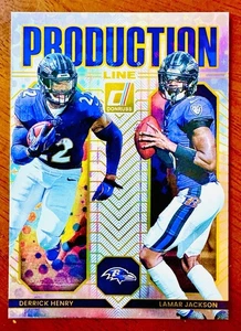 2025 Donruss Production Line #20 Lamar Jackson HOLO Derrick Henry Ravens - Bild 1 von 4