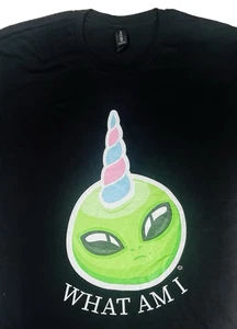 Unicorn Alien Aliencorn 100% Cotton Black Short Sleeve T-Shirt Unisex L - Picture 1 of 5