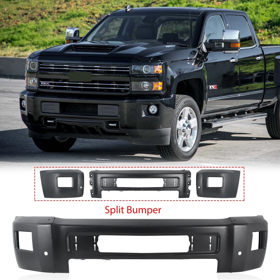 Black Steel Front Bumper For 2015-2019 Chevy Silverado 2500 HD 3500HD w/Senser - Image 1 of 4