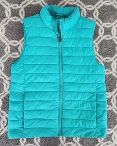 Lands' End Girl's Size Small S 8 Zip Up Turquoise Insulated Puffer Vest Jacket - Picture 1 of 6