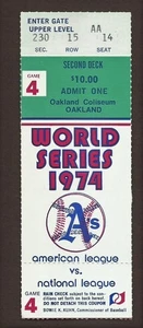 Boleto Juego 4 A's vs Dodgers Serie Mundial 1974 como nuevo - Imagen 1 de 1