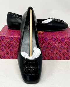 Tory Burch Cuero de becerro Georgia Ballet Perfecto Negro Pisos Talla 9.5 Nuevo en caja - Imagen 1 de 11