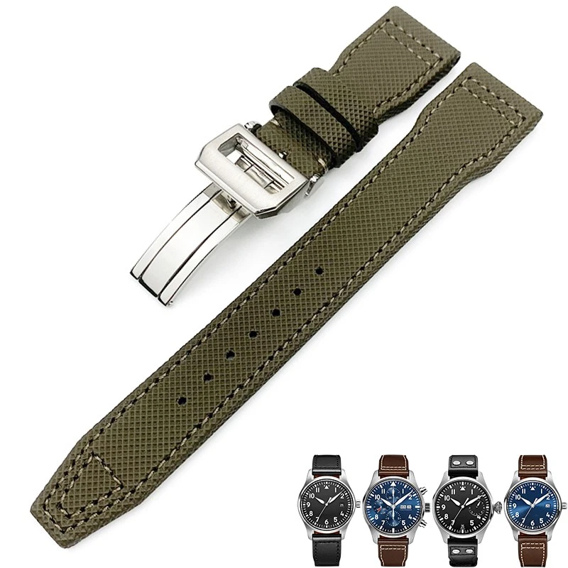 Green Strap Band IWC Pilot Spitfire, Top Gun In Nylon 20,21,22mm - Image 1 of 1