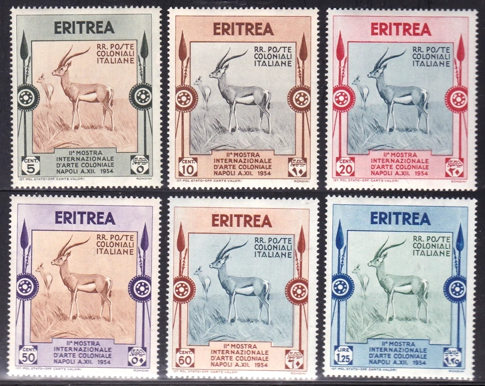ERITREA 1934 Colonial Art Exhibition Gazelle Sass  220-25 Mint NH € 165 - Image 1 of 1