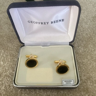 Gemelos Geoffrey Beene de ónix genuino Foto 1 de 4